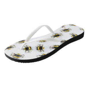 Bumble bee print - natural print flip flops