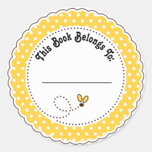 Bumble Bee Reading Bookplates Classic Round Sticker