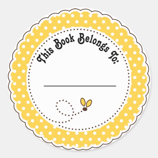 Bumble Bee Reading Bookplates Classic Round Sticker (Front)