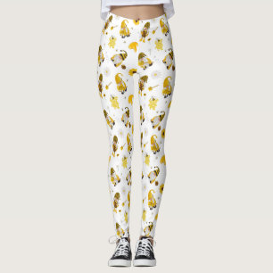 Bumble Bee Sunflower Jaune Gnome Leggings