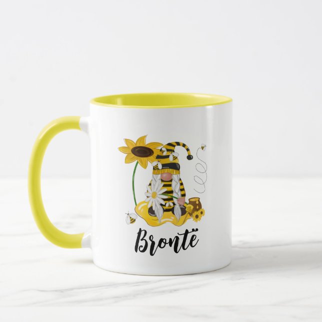 Bumble Bee Sunflower Personalized Gnome Mug (Left)