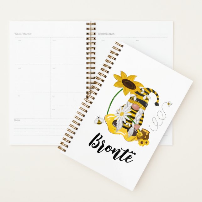 Bumble Bee Sunflower Personalized Gnome Planner (Display)