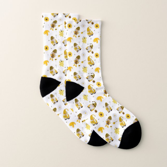 Bumble Bee Sunflower Yellow Gnome Socks (Pair)