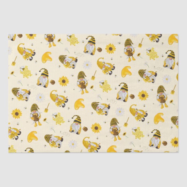 Bumble Bee Sunflower Yellow Gnome Tissue Paper (Front)