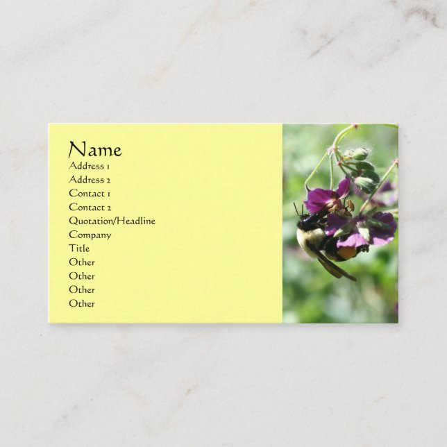 Bumble Bee Sur Flower Nature Carte de visite (Devant)