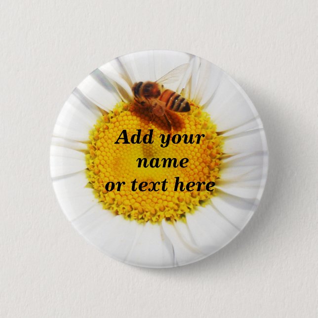 Bumble Bee & The Flower_ 2 Inch Round Button (Front)
