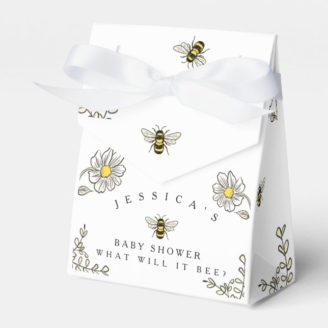 Bumble Bee Theme Baby Shower Favor Box (Front Side)