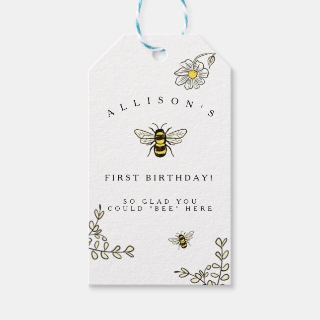 Bumble Bee Theme Yellow Black Favour Tag (Front)