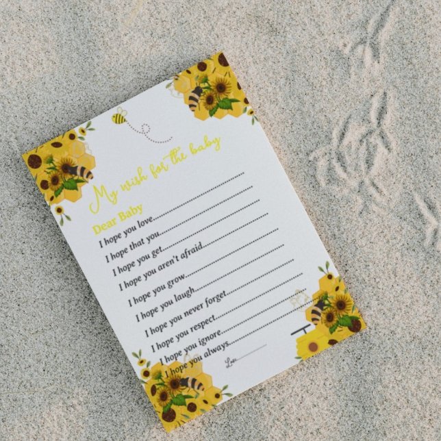Bumble bee themes gender reveal party games wishes postcard (Creator Uploaded)