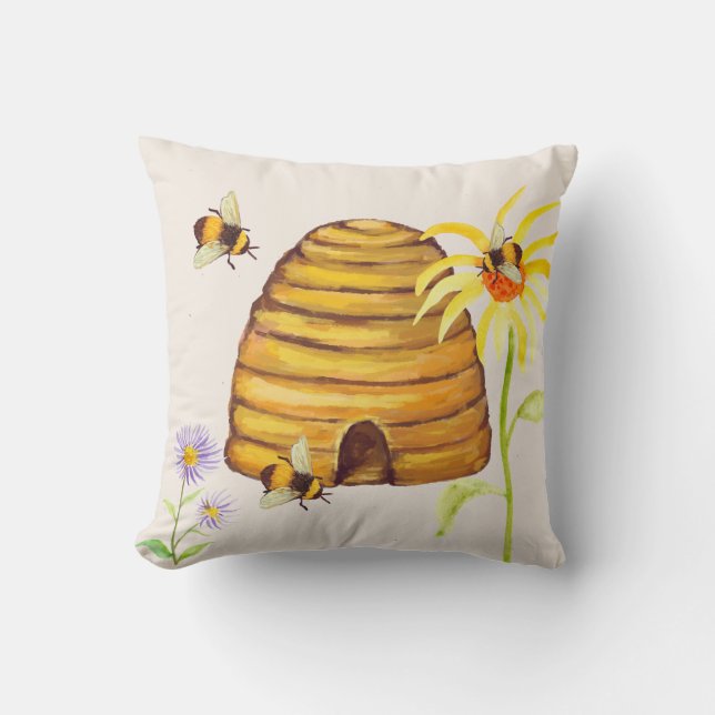 Bumble Bee Throw Pillow (Front)