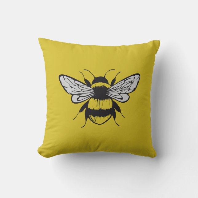 Bumble Bee Throw Pillow (Front)