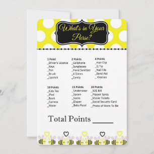 Bumble Bee What's in Your Purse? Baby Shower Game