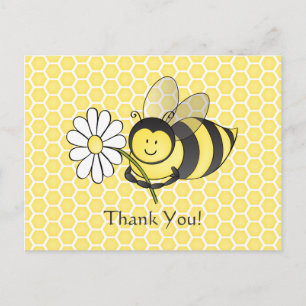 Bumble Bee with Daisy Merci carte postale