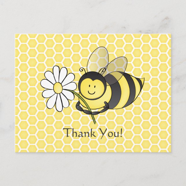 Bumble Bee with Daisy Thank You postcard (Front)