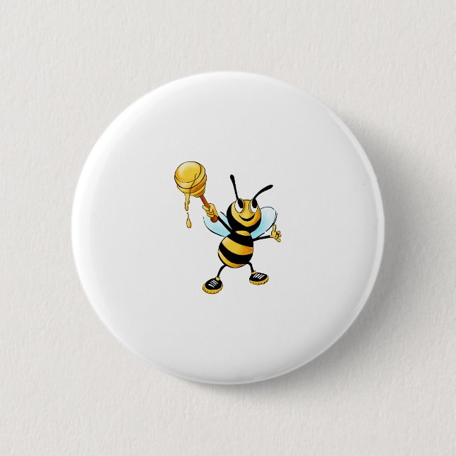 Bumble Bee with Honey 2 Inch Round Button (Front)