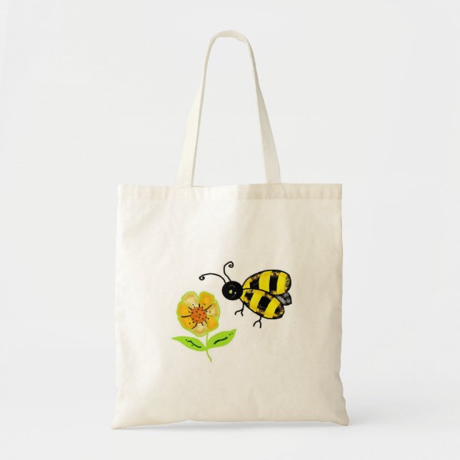 Bumble Bee with Yellow Flower Tote Bag (Front)