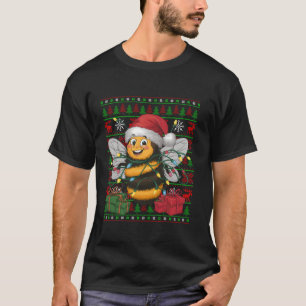 Bumble Bee Xmas Lights Ugly Santa Hat Bumble Bee C T-Shirt