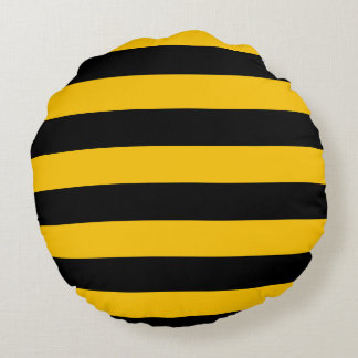 Bumble Bee Yellow Black Stripes Coussin Round