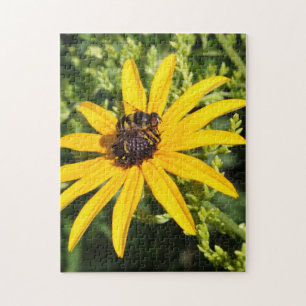 Bumble Bee Yellow Flower Photograph Jigsaw Puzzle