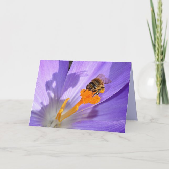 Bumble Beer Sur Carte photo Violet Fleur Blank (Devant)