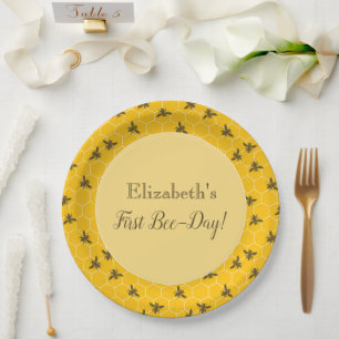 Bumble Bees and Honeycomb Birthday Paper Plates