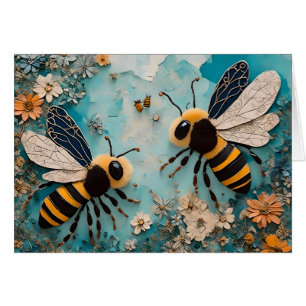 Bumble Bees Collage, All Occasion Blank Greeting