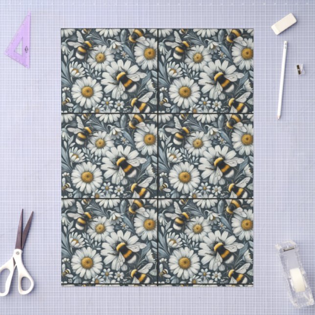 Bumble Bees & Daisies Floral Decoupage Tissue Paper (Craft)