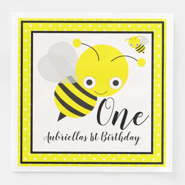 Bumble Bees First Birthday Napkin (Front)