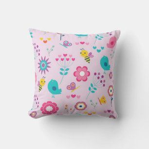 Bumble Bees, Flowers and Butterflies Outdoor Pillow
