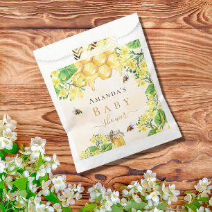 Bumble bees honey yellow florals baby shower favour bag