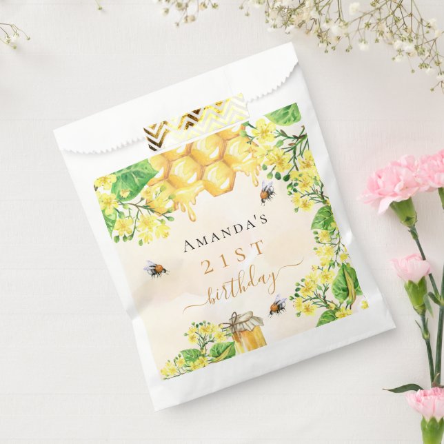 Bumble bees honey yellow florals birthday party favour bag (Sealed)