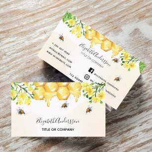 Bumble bees honey yellow florals  business card