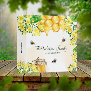 Bumble bees honey yellow florals family monogram binder