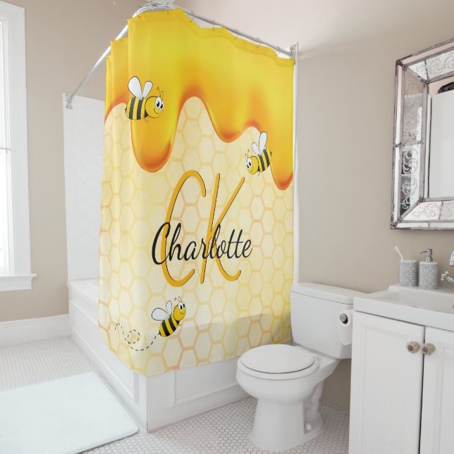 Bumble bees honeycomb honey dripping monogram (In Situ)