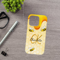 Bumble bees honeycomb honey dripping monogram
