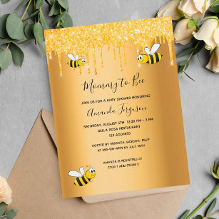 Bumble bees Mommy to bee gold glitter baby shower Postcard
