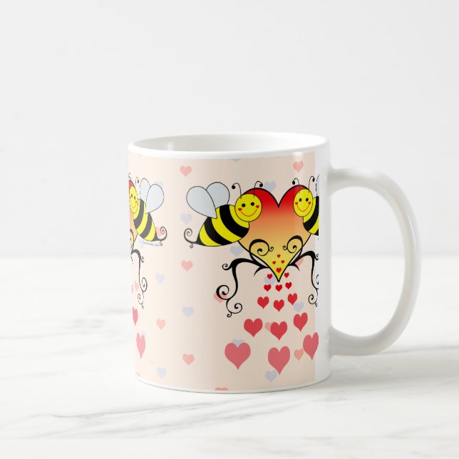 Bumble Bees With Hearts Design Coffee Mug (Right)