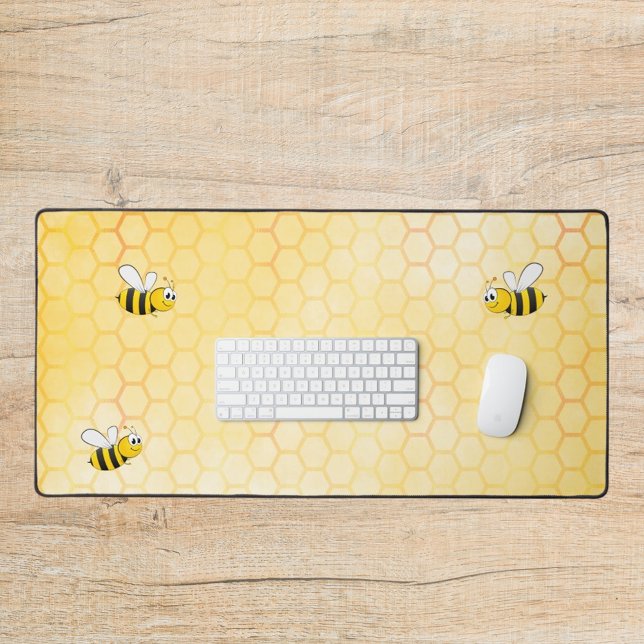Bumble bees yellow honeycomb summer desk mat (Creator Uploaded)
