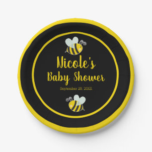 Bumble Black & Yellow Bee Theme Baby Shower Paper Plate