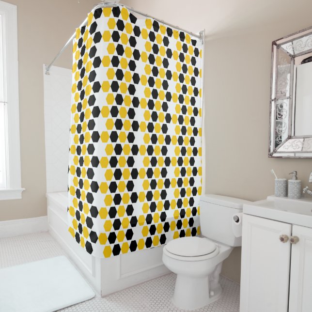 Bumble Black Yellow Geometric Hexagram Hex Pattern (In Situ)