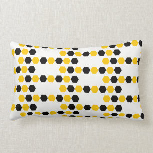 Bumble Black Yellow Geometric Hexagram Hex Pattern Lumbar Pillow
