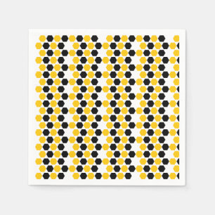 Bumble Black Yellow Geometric Hexagram Hex Pattern Napkin