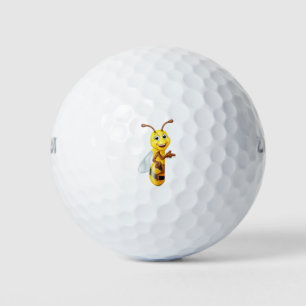 Bumble Honey Bee Bumblebee Cartoon Character Sign Golf Balls