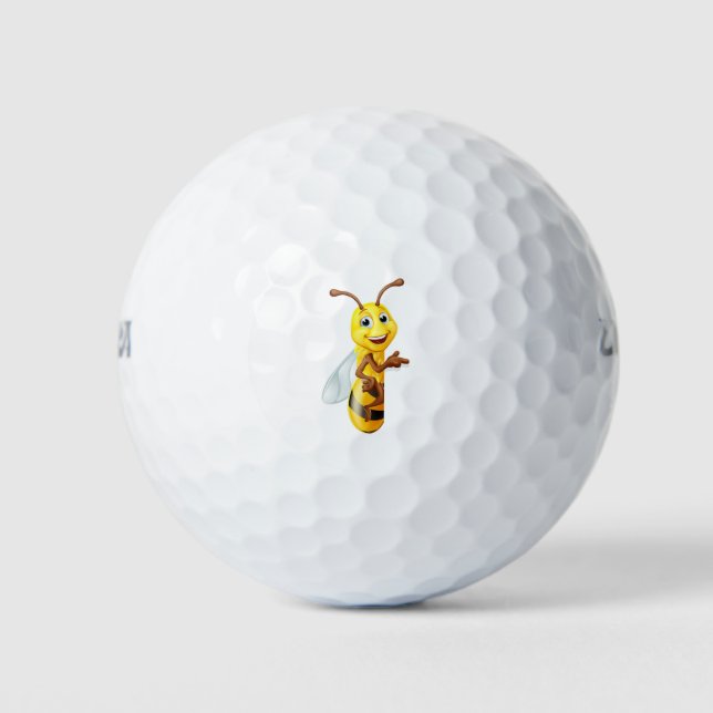 Bumble Honey Bee Bumblebee Cartoon Character Sign Golf Balls (Front)