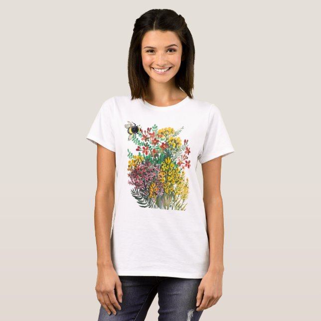 BUMBLEBEE and flowers T-Shirt (Front Full)