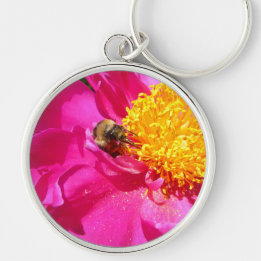 Bumblebee and Peony Keychain