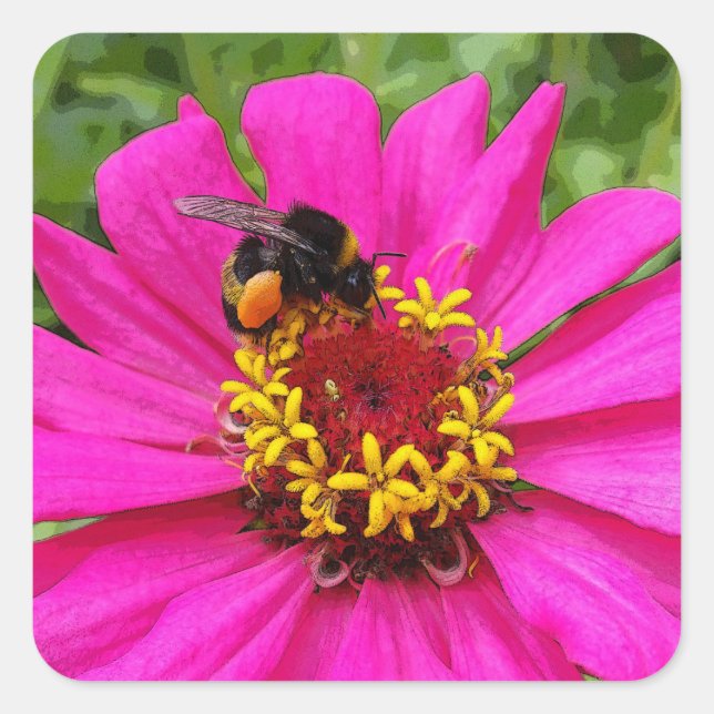 bumblebee at work square sticker (Front)