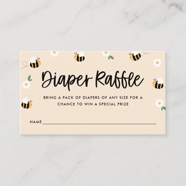Bumblebee Baby Shower Diaper Raffle Enclosure Card (Front)