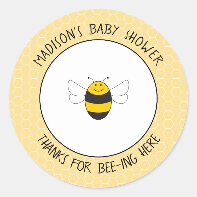 Bumblebee baby shower merci autocollants pour la f (Devant)