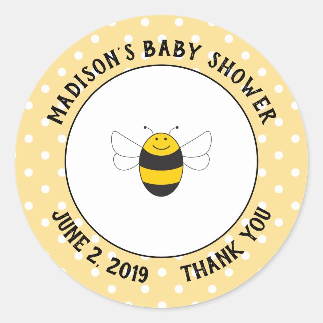 Bumblebee baby shower merci autocollants pour la f (Devant)